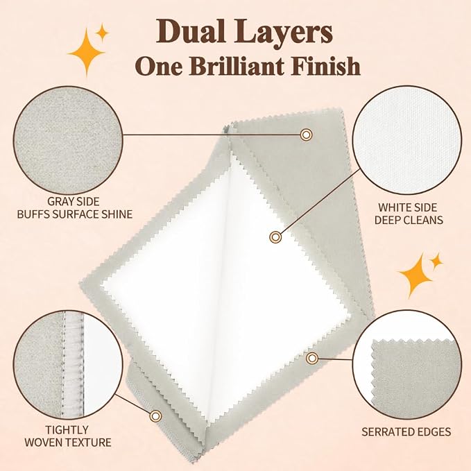 6 PCS Large Silver Polishing Cloth Kit, 3 Pack 10" x 12" Jewelry Cleaner Cloths with 3 Soft Brushes, Tarnish Remover & Scratch-Free Cleaner for Silver, Gold, Diamond, Coins, Watches, Deep Gray & Gray