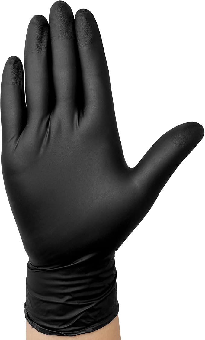 Disposable Nitrile Exam Gloves - 6-mil, Black, Heavy Duty, Latex Free, Food Safe for Cooking