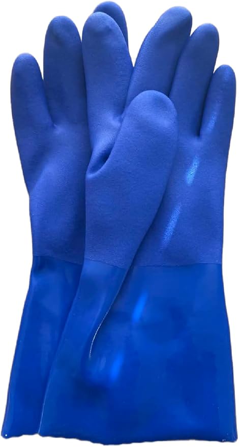 Waterproof PVC Work Gloves – Heavy Duty Textured Grip, Long Cuff PPE for Crabbing, Fishing & Cleaning