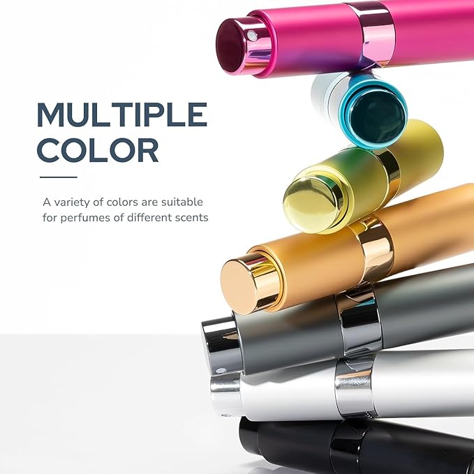 8ml Travel Perfume Bottle Refillable, Atomizer Sprayer for Cologne 3PCS | Twist up spray for fragrance, leak proof, mini size, empty, portable, refill small decanter, for men & women, TSA Gold