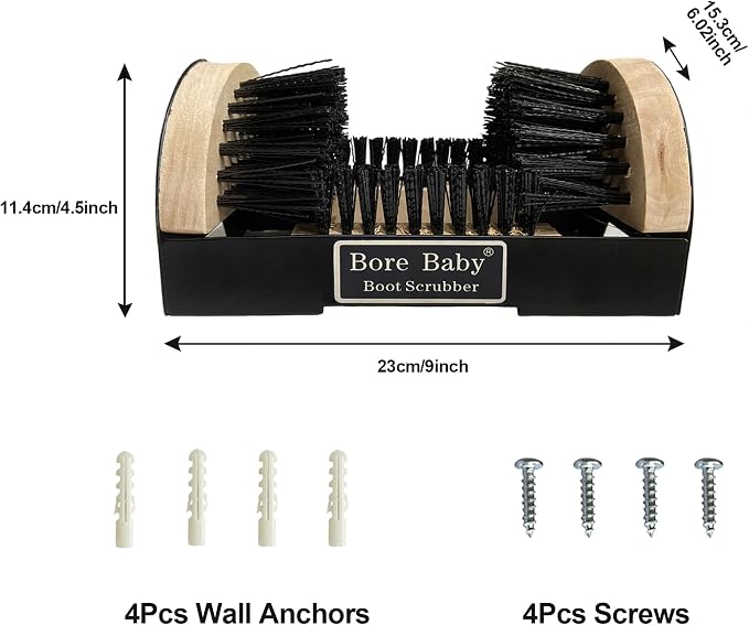 Boot Scrubber Brush Outdoor Heavy Duty Mud Cleaner (2 Pack | Boot scraper with stiff nylon bristles. Removes mud, snow & debris. 2-pack for entryway, work boots & outdoor use