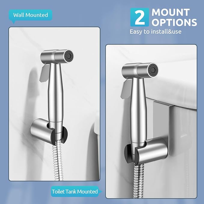 BRITULIF Hands-Free Bidet Sprayer for Toilet, Dual Control, Jet Spray | Hands-Free Spray, Dual Control Mode, Leak-Free Hose, Tank or Wall Mount, Feminine Wash, Stainless Steel Body, Nozzle