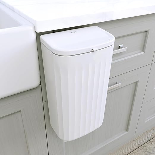 Glad Roomate Under Counter Waste Bin | Space Saving Small Trash Can for Kitchen Cabinet, Bathroom or Office | Dual Lid for Ease of Opening, 12 Liter, White