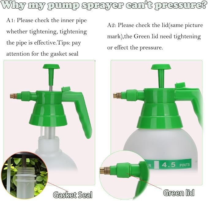 MRPAPA 2 Pack Garden Pressure Sprayer, 1/2 Gallon Handheld Sprayer | Translucent Spray Bottle with Adjustable for Houseplant Watering, Lawn Care, Household Cleaning & Patio Maintenance