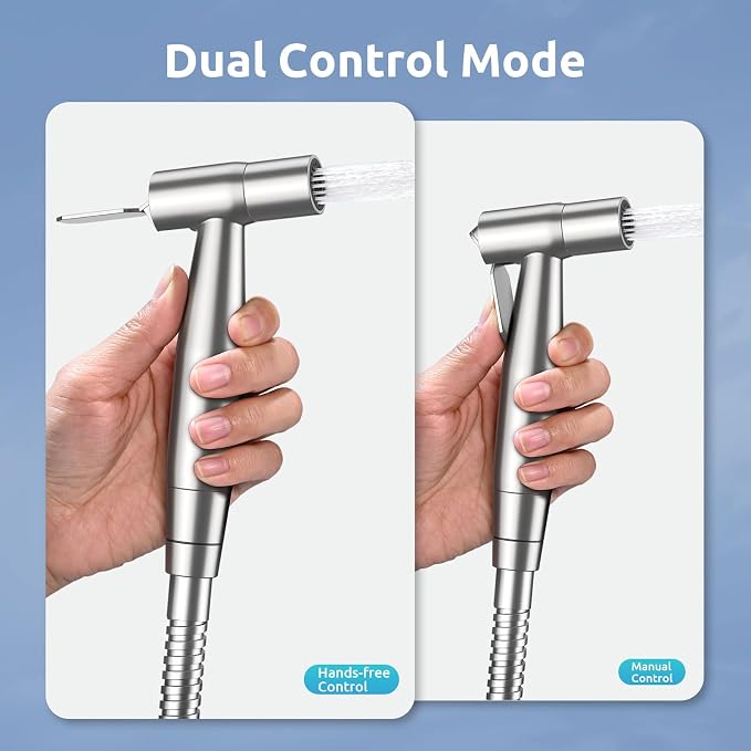 BRITULIF Hands-Free Bidet Sprayer for Toilet, Dual Control, Jet Spray | Hands-Free Spray, Dual Control Mode, Leak-Free Hose, Tank or Wall Mount, Feminine Wash, Stainless Steel Body, Nozzle
