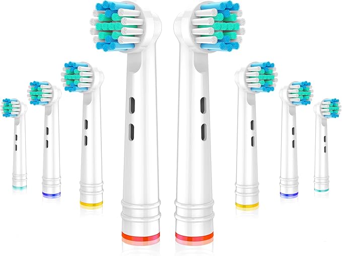 Replacement Brush Heads Fit Oral-B Electric Toothbrushes,8Pcs | Small Round Head,for Daily Clean,Refills for Oral B Handles 3756 3757 3744 3765 3709 4729,End-rounded DuPont Bristles