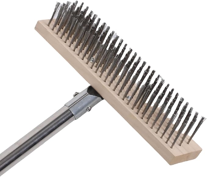 Floor Scrub Brush, Stainless Steel Adjustable 80-160cm Handle Scrub Brush with Long Handle Deck with Detachable Sections for Bathroom Patio Garage Kitchen Deck