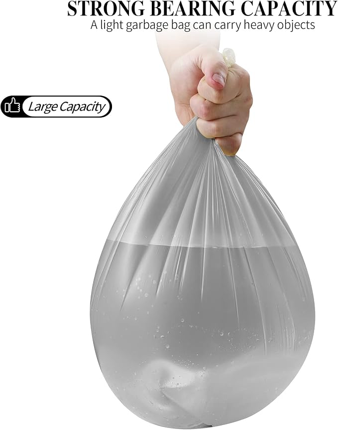 5 Rolls Small Trash Bags - 200 Counts 4 Gallon Small Garbage Bags (Silver) | Durable for home office kitchen Bathroom Bedroom Trash Can liners