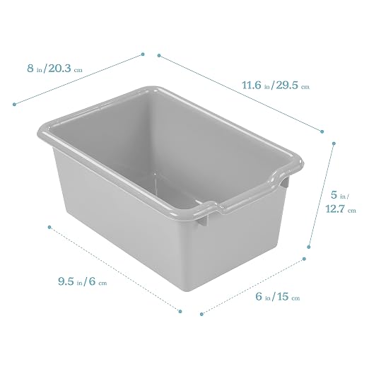 ECR4Kids Scoop Front Storage Bin, Multipurpose Organization, Contemporary, 5-Piece | Durable plastic, GREENGUARD Gold Certified, 1.2 gallon capacity, lightweight & nestable, built-in handle, classroom/home use