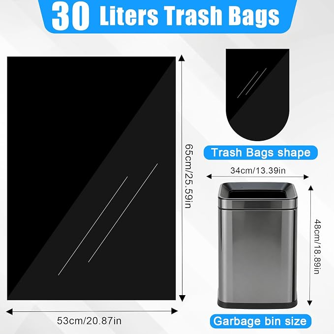 Medium Garbage Bags 8 Gallon /30 Liter Trash Bags Wastebasket Bin Liners Plastic Trash Bags for Bathroom Bedroom Office Trash Can 220 Count