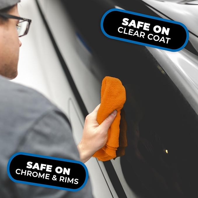 The Rag Company - Edgeless 365 Microfiber Towels (10-Pack) Premium 70/30 Blend, Professional Polishing, Wax Removal, Auto Detailing, 365gsm, 16in x 16in, Orange