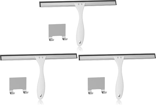 AmazerBath Squeegee for Shower Glass Door, Shower Squeegee for Glass Doors - All-Purpose Squeegee with Hook for Shower Doors, Windows, Mirrors, Tiles and Car Glass, 12 Inches (Pack of 3)