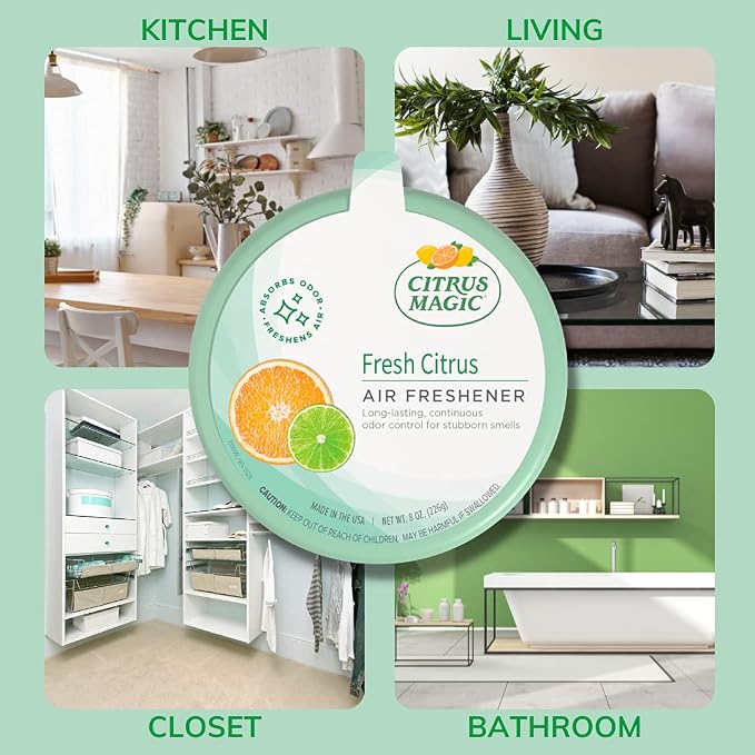 Citrus Magic Solid Air Fresheners, Fresh Citrus, 20 Ounce, Pack of 2 | Odor Absorbing, Passive Diffusion, Odor Elimination Up to 12 Weeks Each, Ideal for Home