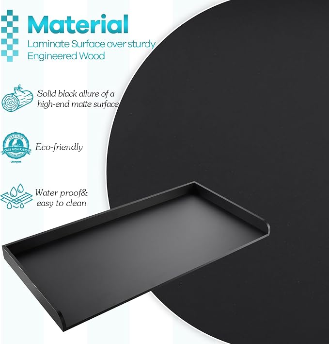 Washer Dryer Countertop 58" x 28" Extra Large Version, Melamine Countertop with 3.5" Edge Rails, Laundry Room Organization, Black
