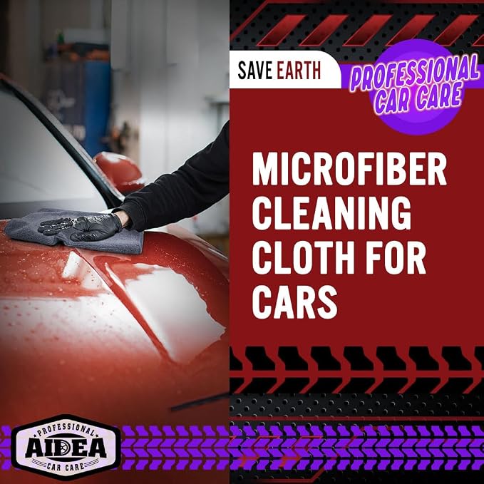 AIDEA Microfiber Cleaning Cloth Grey, 400PK, Microfiber Towels 12×12" | Shop Towels Cleaning Rags, Premium Wash Cloths, Absorbent Towel for SUVs, House, Kitchen, Commercial, Cleaning Supplies