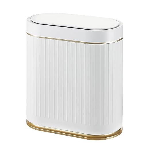 SYNCVIBE Bathroom Trash Can with Lid, 2 Gallon, Motion Sensor | Automatic Garbage Can, 7.5 Liter Smart Trash Bin, Narrow Plastic Wastebasket for Bedroom, Office and Living Room