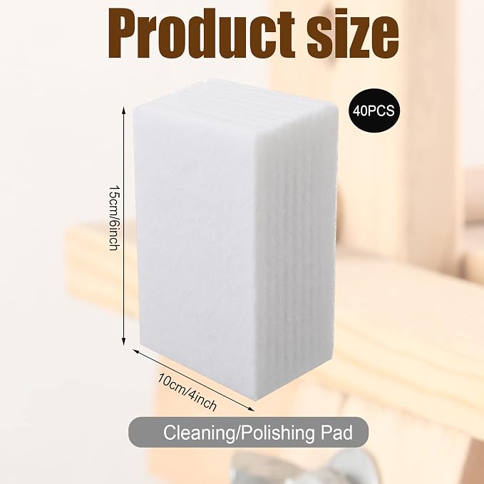 Hoolerry White Scrub Pads Non Scratch Multi Surface,4 X 6 Inch,White | Light Duty Scrubbing for Glass Kitchen Bathroom, Non Woven Scouring Sponge, Multipurpose Cleaning Polishing Dishes Home