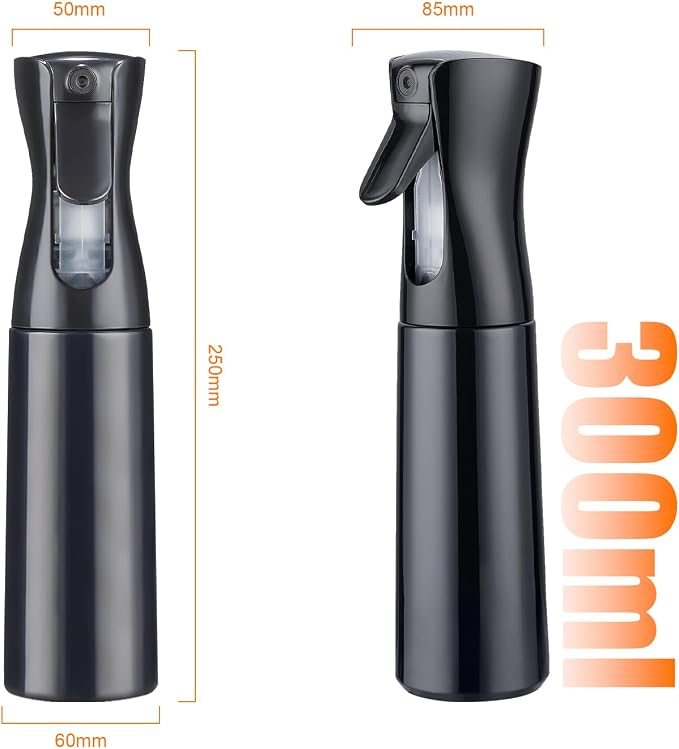 10OZ Continuous Spray Bottle - Hair & Face Ultra Fine Mist Spray Bottles, Refillable Empty Water Sprayer, Leak Proof Portable Spray Bottles for Hairstyling, Skincare, Plants, Cleaning, Pets, Travel | Fine spray mist approx. 0.3 seconds per operation, 3...