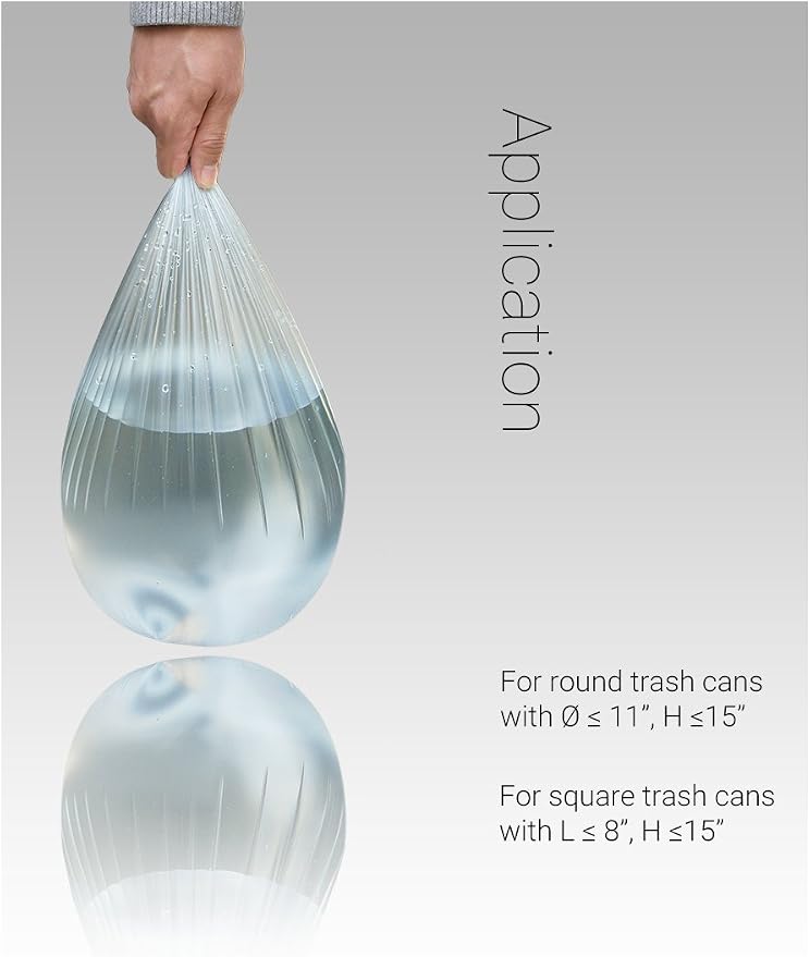 Purring Clear Small Trash Bags with Simple-illustration Aesthetic Drawing, 4 Gallon Garbage Bags with Quick-dispense, 100 Count