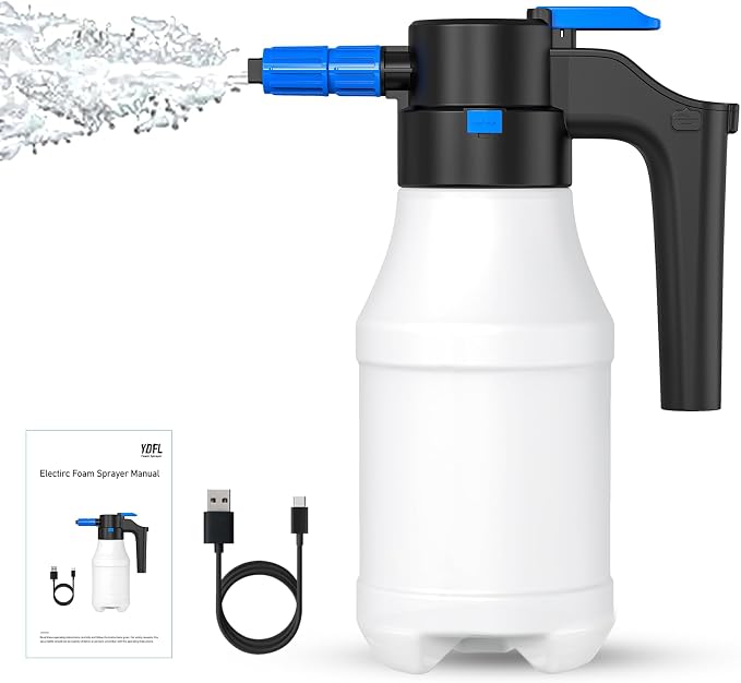 Electric Foam Sprayer,1.5L Pump Sprayer, Pressurized Sprayer with Charge for Home, Garden and Car Beauty and Cleaning Foam Sprayer-Blue