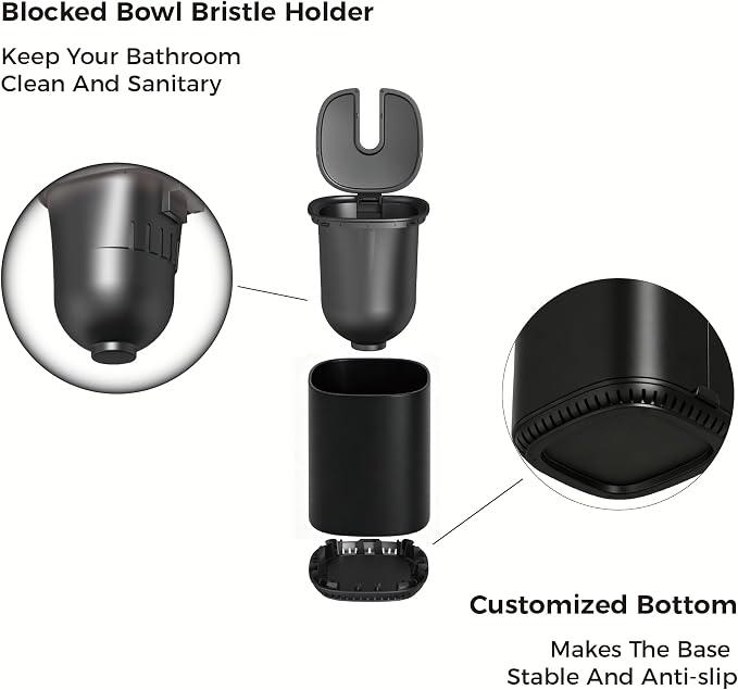 Toilet Brush and Holder Set Toilet Bowl Brush Stainless Steel Automatic Open lid Toilet Bowl Cleaner Brush Set Toilet Scrubber Kit Toilet Cleaning Brush for Bathroom
