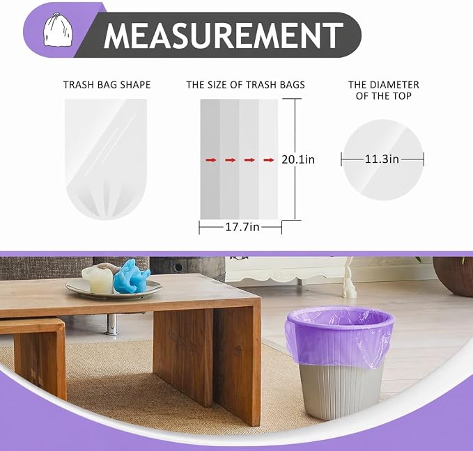 Teivio Small Purple Trash Bags 4 Gallon 160 Count Kitchen Garbage Bags | Fit 12-15 Liters,3.5,3.8,4,4.5Gal,Multicolor Mini Plastic Waste Basket Bins Can Liners for Bathroom Office Car dog poop bags