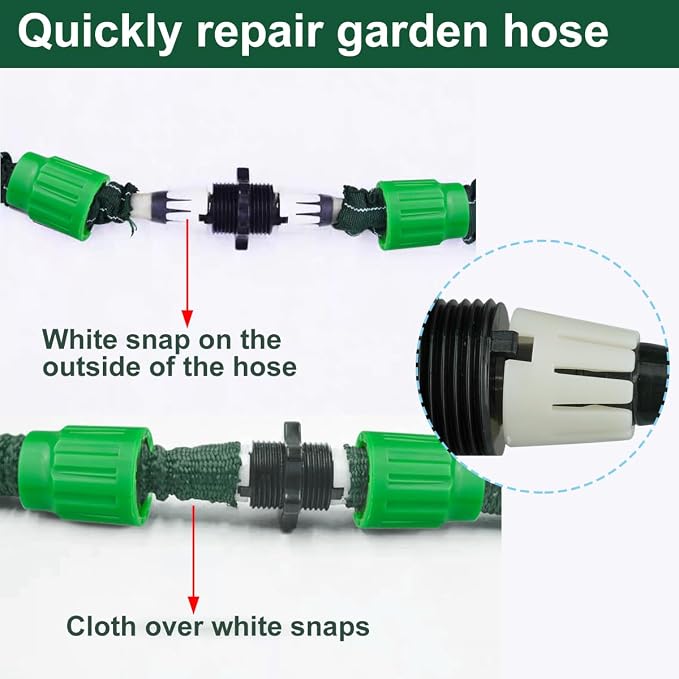 10 Sets Expandable Garden Hose Repair Kit, Plastic Flex Hose Repair Kit, Hose Female Male Connectors Accessories Compatible with Pocket Hoses Expandable Hoses Easily and Quickly