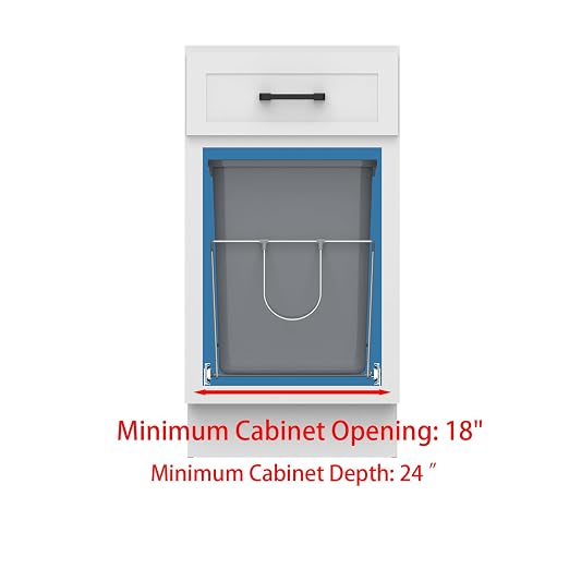 Double Pull-Out Trash Can, 35QT Under-Cabinet Kitchen Bin, Metal Frame, Grey, Fits Above 18” Opening Cabinets