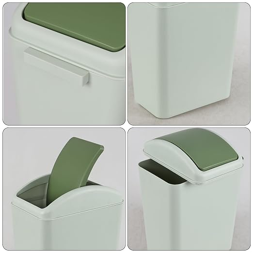4.5 Gallon Slim Trash Can, Plastic Trash Can with Swing Lid, Green | Durable Plastic Material, Swing Top Lid, Ideal for Bathroom, Bedroom, Office and Dorm