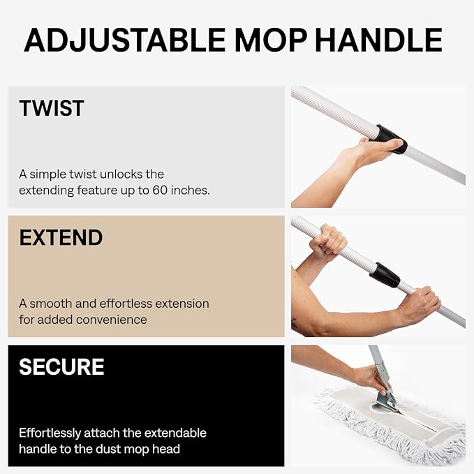 36 Inch Red Commercial Dust Mop & Floor Sweeper with Extendable Handle – Mop for Hardwood, Tile, and Concrete Floor Cleaning