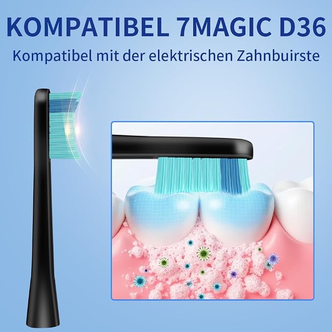 Replacement Toothbrush Heads for 7MAGIC Sonic Electric Toothbrush, Medium Soft Bristles Brush Heads Compatible with 7MAGIC D36 Toothbrush, 5 Pack (White)