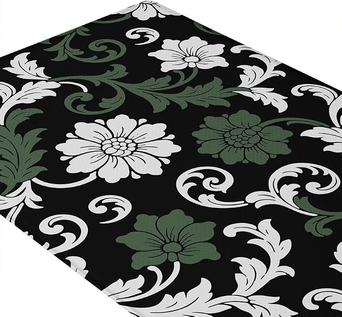 Feelyou Boho Kitchen Rugs Sets 2PCS，Floral Kitchen Mats for Floor，Paisley Cushioned Anti Fatigue，Retro Waterproof Non-Slip Rugs for Office Laundry Room Decor Accessories 17.3"x28"+17.3"x47"inch