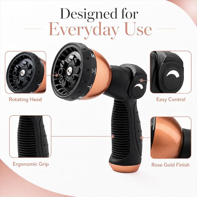 Heavy Duty Water Hose Sprayer Nozzle for Garden Hose | High Pressure Spray Nozzle Hose Attachment, Hand Sprayer Water Nozzle for Lawn & Garden Sprayers, Car Washing