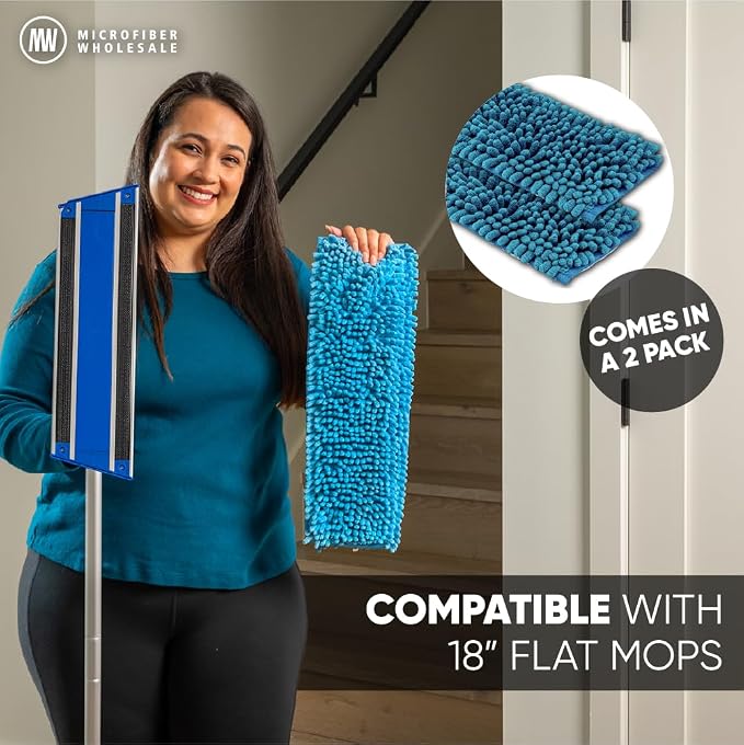 18" Mucho Mop Microfiber System - Mops for Floor Cleaning - Hardwood Floor Mop for Tile, Laminate, Wood, Vinyl Floors | Washable Pads | Dry & Wet Mopping