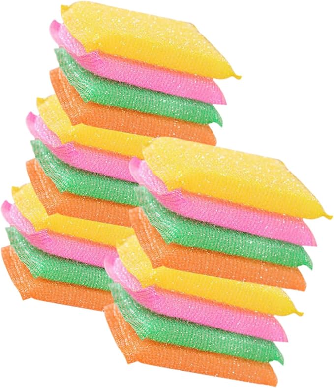 20pcs Non Scratch Kitchen Dish Scrubbers with Ultra Fine Sponges Scratch Scrub Pads for Pots Pans and Hard Surfaces Odorless for Household Cleaning Random Color