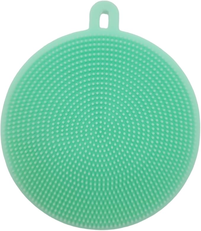 Handy Housewares 4" Round Silicone Dish Scrubbing Sponge/Vegetable Scrubber Brush (Pastel Green, 1 Pack)