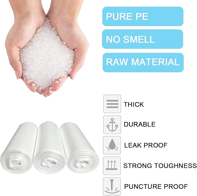 6 Gallon Clear Trash Bags, Fits 5-6 Gallon Bins, 75 Counts | Small Garbage Bags, Wastebasket Trash Liners