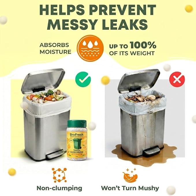 BroFresh Garbage Can Deodorizer, Neutralizes Odor, Absorbs Moisture & Releases Long-Lasting Scent, Safe & Non-Toxic, Trash Can Odor Eliminator (8 oz Twin, Citrus)