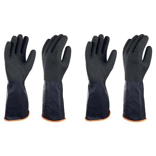 North Tower Chemical Gloves Rubber Heavy Duty Glove Work （14in,2 pair） | Reusable & Waterproof ，Flexible Long-Lasting and Non-Slip for Dishwashing, Kitchen Cleaning, and Auto Care.