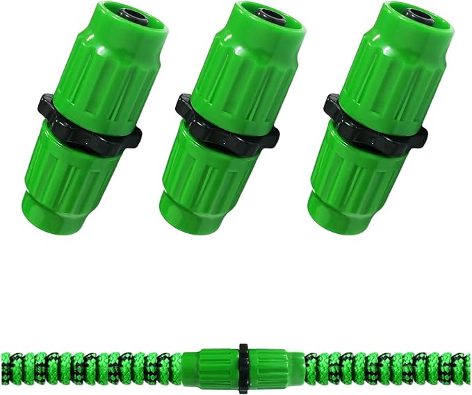 Expandable Hose Repair Kit, 3 Sets Dual-Channel Flexible Garden Hose Connector, Female Male Retractable Water Hose End Repair Fittings Fits for Rubber Water Pocket Hose 25 50 75 100 FT