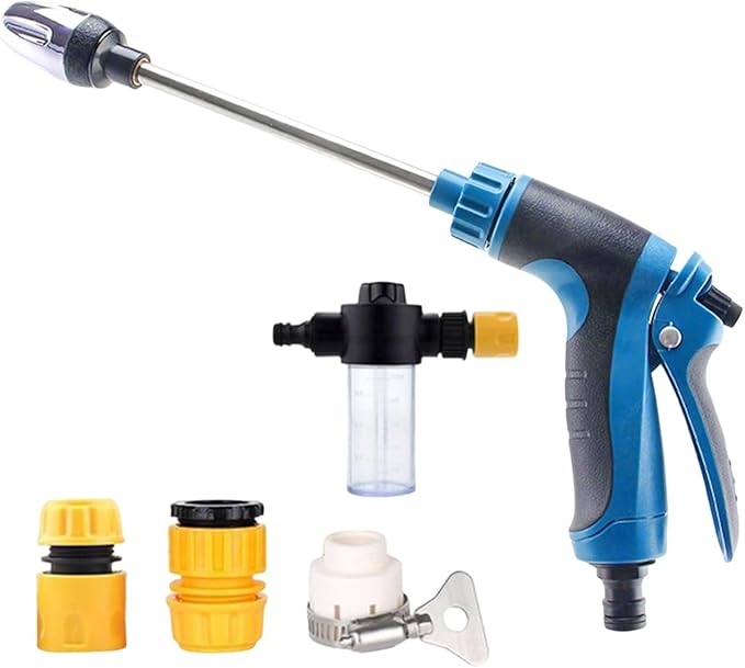 Aquoxis Pressure Washer, 15X More Powerful Extreme Water Pressure Tool with Steel Power, Qinux Aquoxis Sprayer for Waterpipe, High Pressures Water Jet with Foam Pot, Generic Aquaxis Aqui Blue E