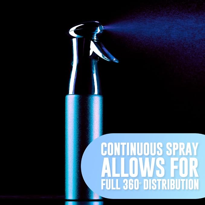 Colortrak Luminous Spray Bottle, 250ml/8.5oz, Aqua | Full 360 Degree Distribution for Custom Saturation, Easy-Use Pump for Hair Misting, Quick View Window to Monitor Water Level