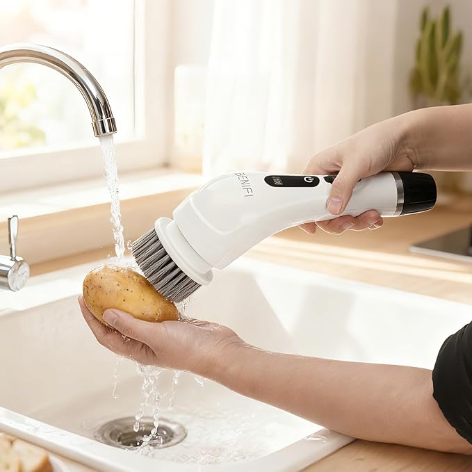 Electric Spin Scrubber Full-Body IPX7 Waterproof Cordless Bathroom Cleaning Brush with Power LCD Display and 8 Brush Heads