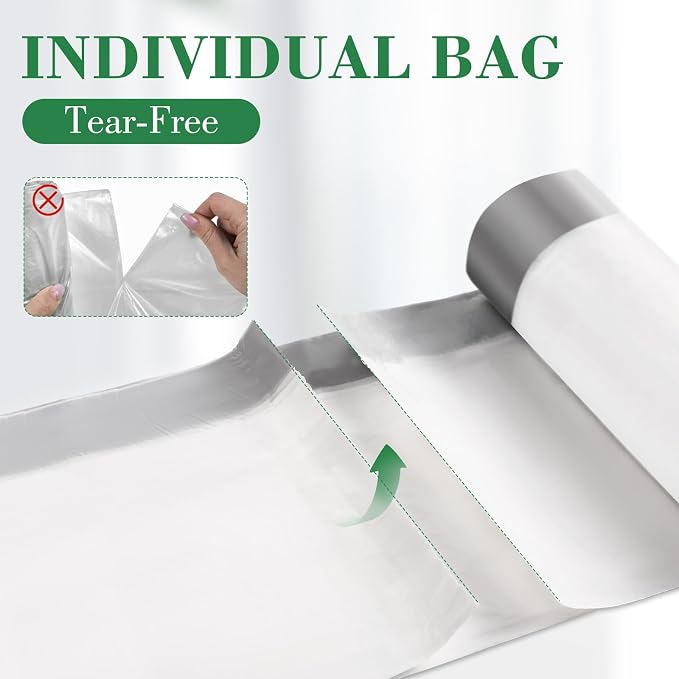 300 Counts 4 Gallon Trash Bag Drawstring Small Trash Bags, Thick Pre-separated Garbage Bags, Trash Bin Liners, Suitable for bathroom, kitchen, bedroom, office (White)