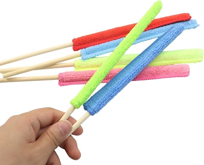 6 Pcs Microfiber Detail Duster Sticks | Mini Duster Crevice Cleaning Tool Kit, For Car Air Vents, Home Blinds, Fans, Windows, Small Spaces, Gap Dust Cleaner