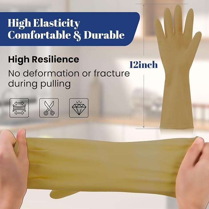 Reusable Kitchen Dishwashing Gloves - 3 Pairs Rubber Household Cleaning Gloves, Flexible and Durable & Non-slip Cleaning Gloves, Great for Kitchen, Laundry, Bathroom (M, Purple+Brown+Blackish Green)