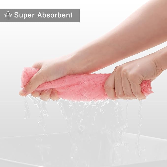 Homaxy 24 Pack Super Soft Absorbent Dish Towels, 10" x 20", Multi Color | Coral Velvet, Nonstick Oil Fast Drying Microfiber Cleaning Cloth, No Lint Dishcloths for washing and drying