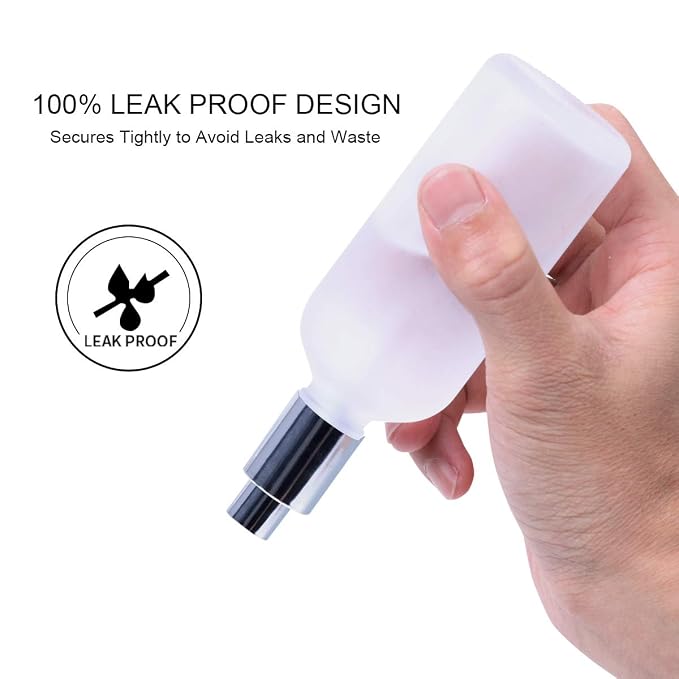 Empty Frosted Glass Spray Bottle 3.4oz, 2 Pack | Perfume Atomizer, Fine Mist