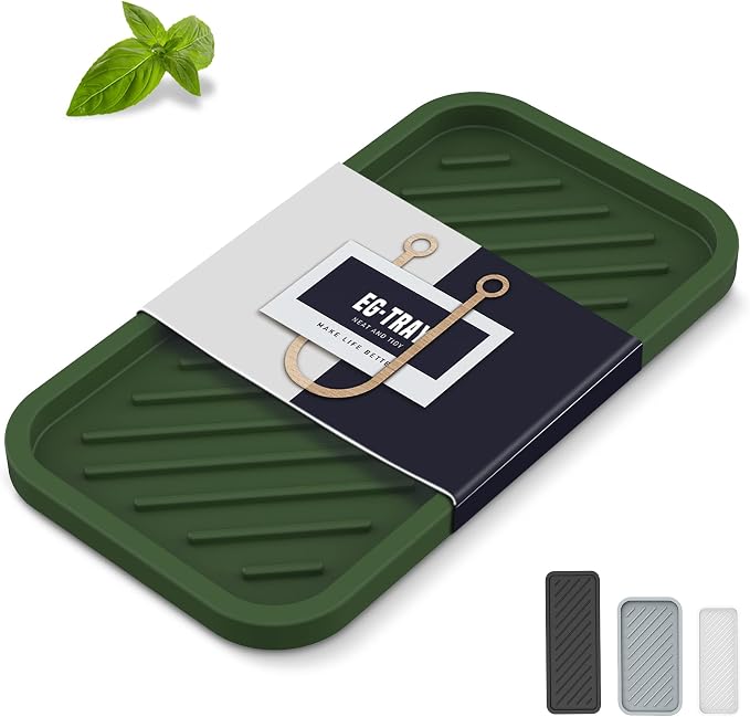 Silicone Sponge Holder-Large Thick Durable 10" Sink Organizer Tray-Kitchen | Thick Durable Sponge Caddy, Large Sink Tray, Dish Soap & Scouring Pad Holder, Countertop Drip Tray, Easy Clean, Rust-Proof