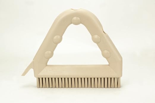SPARTA Plastic Commercial Grout Brush, Triangle-Shaped Scrub Brush with Scraper and Two Threaded Holes for Attaching Handle (Sold Separately), 9 x 7 x 7 Inches, Tan, (Pack of 4)